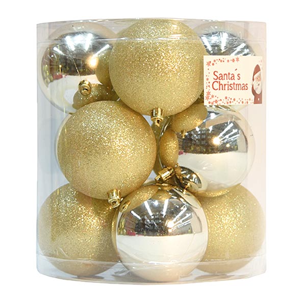 Caja esferas 12 pzs champagne