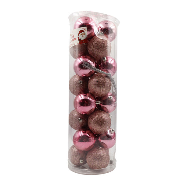 Caja esferas 24 pcs rosada