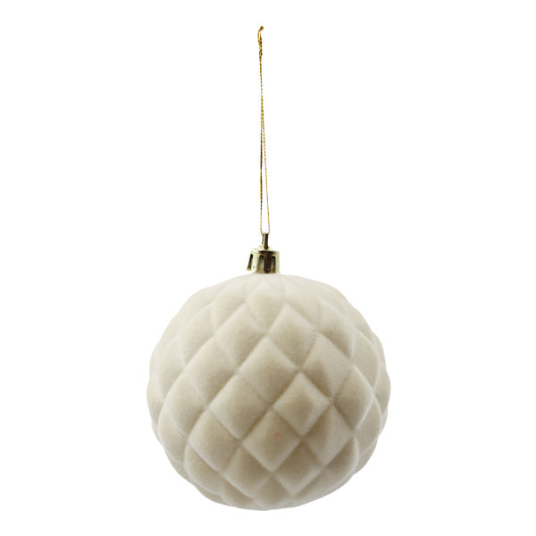 Esfera flocada crema 8cm 462L-200180-UNI-CR