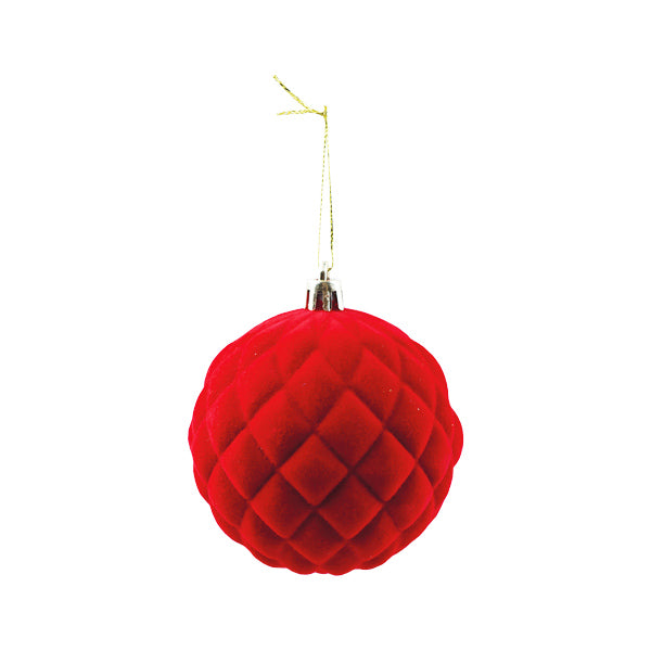 Esfera flocada roja 8cm 462L-200180-UNI-R