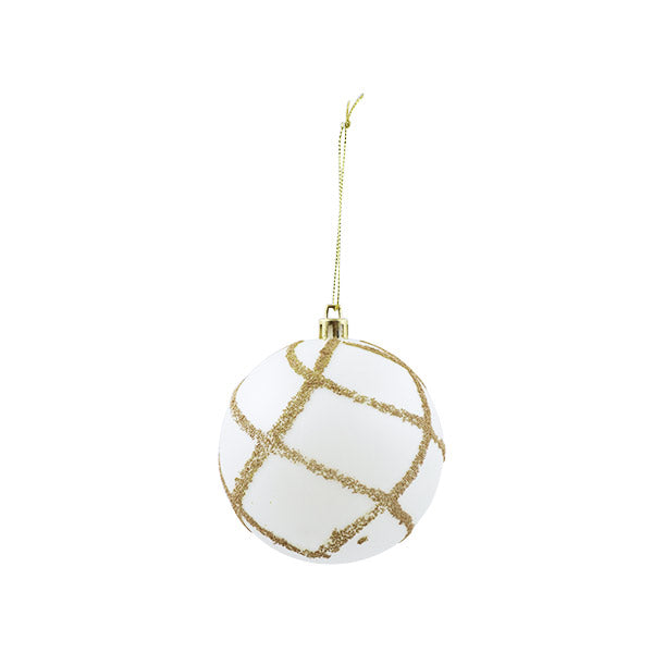 Esfera navideña malla blanca 8cm 408M-8-546BF-UNI-W