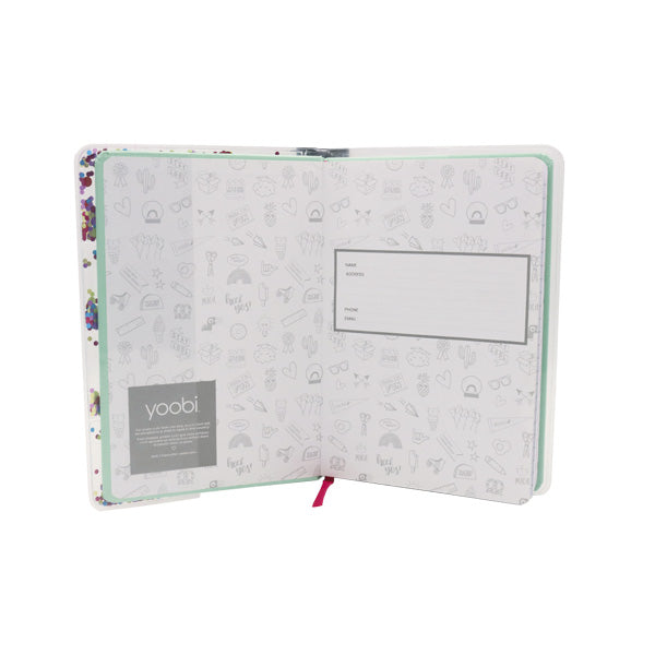 Libreta Yoobi escarchada  multicolor.