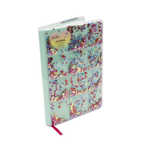 Libreta Yoobi escarchada  multicolor.
