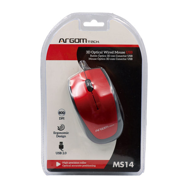 RATON USB ROJO ARG-MS-001 ARGOM