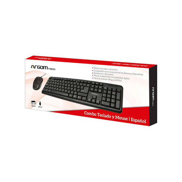 Combo de Mouse y teclado negro ARG-KB-7418 Argom