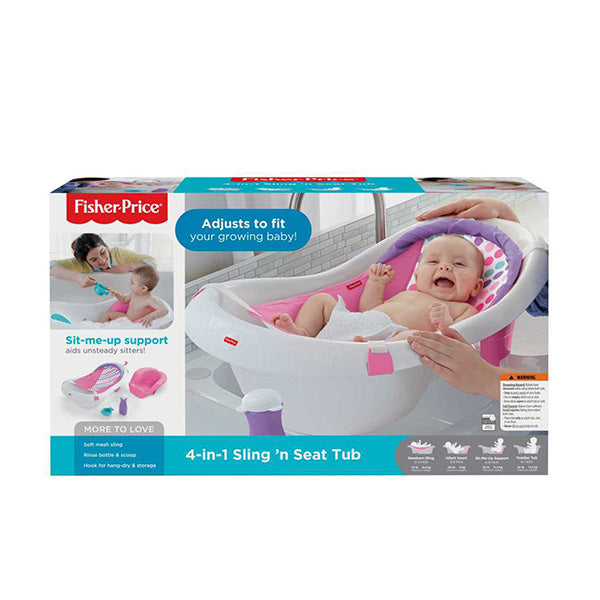 Fisher-Price Bañera 4en1 rosada con soporte