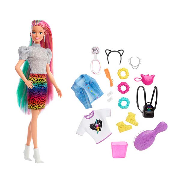 Barbie arcoíris animal print rubia