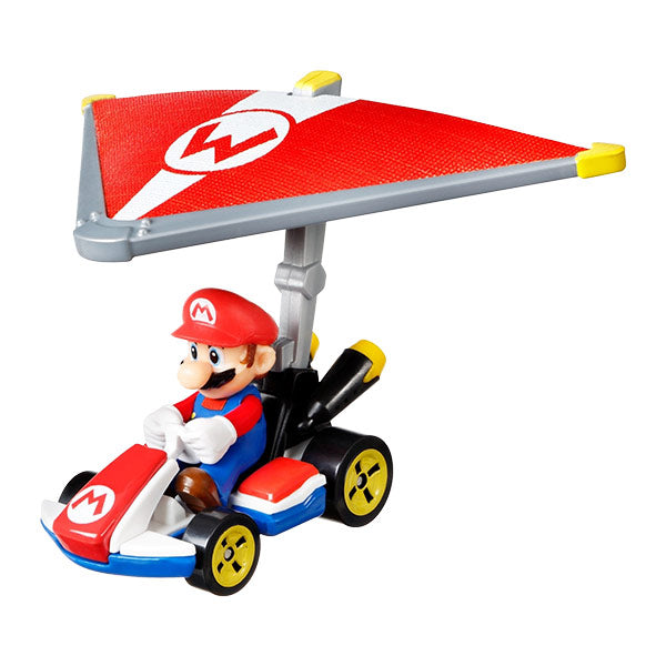 Hot wheels vehículo mario kart personajes con glider