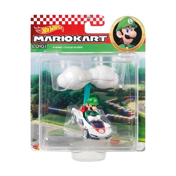 Hot wheels vehículo mario kart personajes con glider