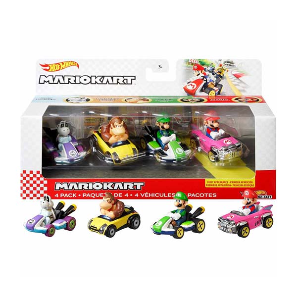 Hot Wheels Mario Kart vehículo paquete sorpresa de 4 autos