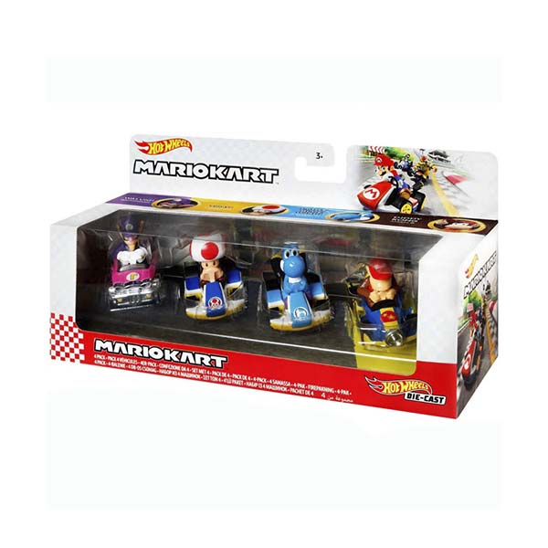 Hot Wheels Mario Kart vehículo paquete sorpresa de 4 autos