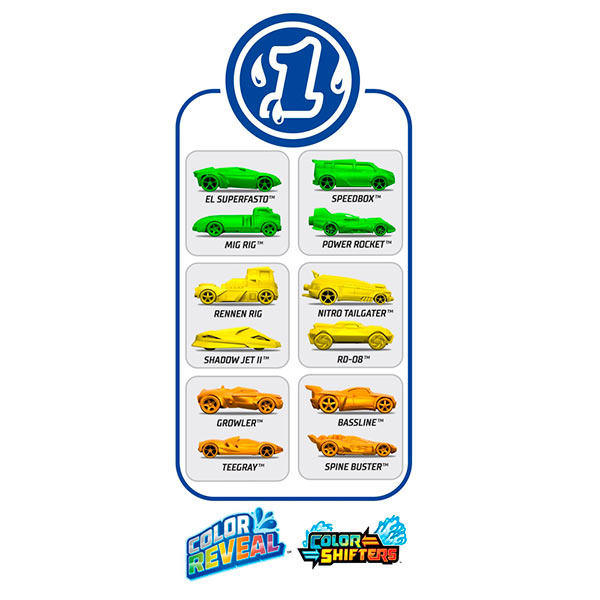 Hot wheels color reveal paquete de 2 autos