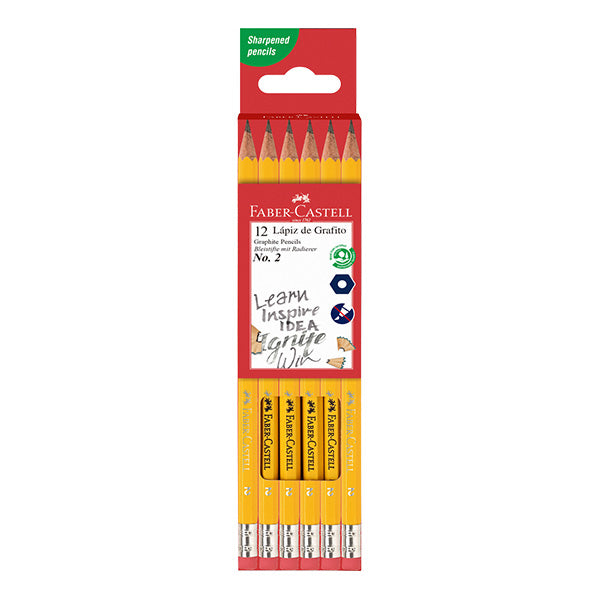 Lápiz grafito amarillo hexagonal 12 unidades Faber Castell