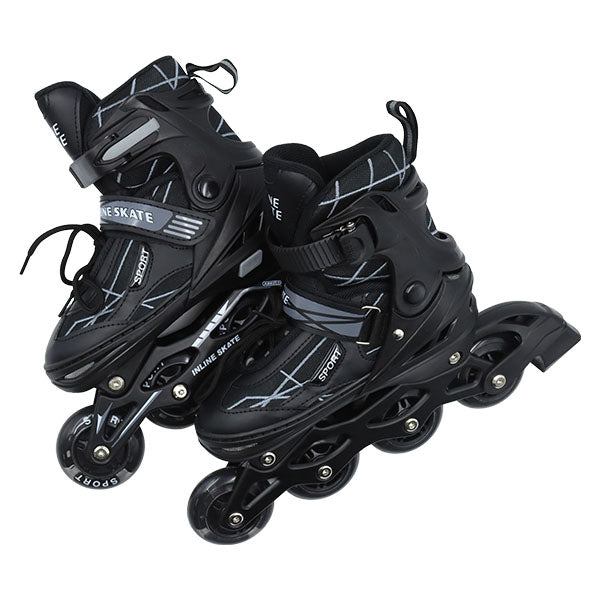 Patines 4 ruedas neg/azul con luz