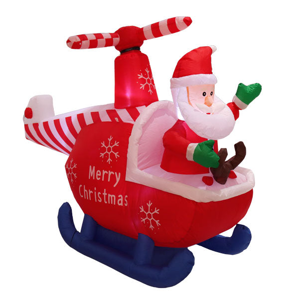 Inflable navideño santa en helicóptero 190cm