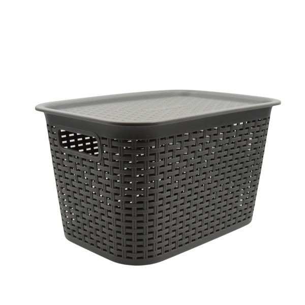 Canasta organizadora con tapa 24l