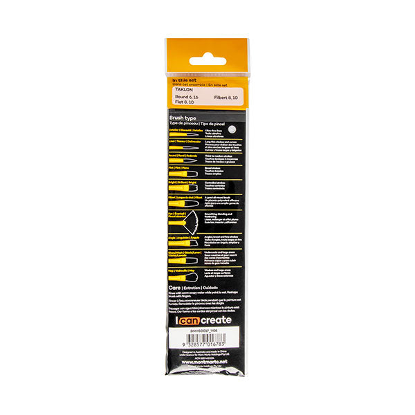 Pincel set acrílico 6 unidades Mont Marte