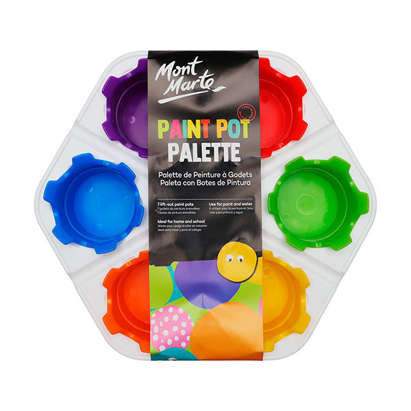 Paleta plástica con botes para pintura 7 unidades Mont Marte