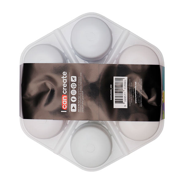 Paleta plástica con botes para pintura 7 unidades Mont Marte