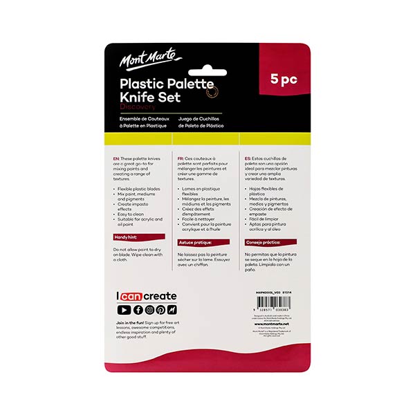 Cuchillos plásticos set 5 unidades Mont Marte