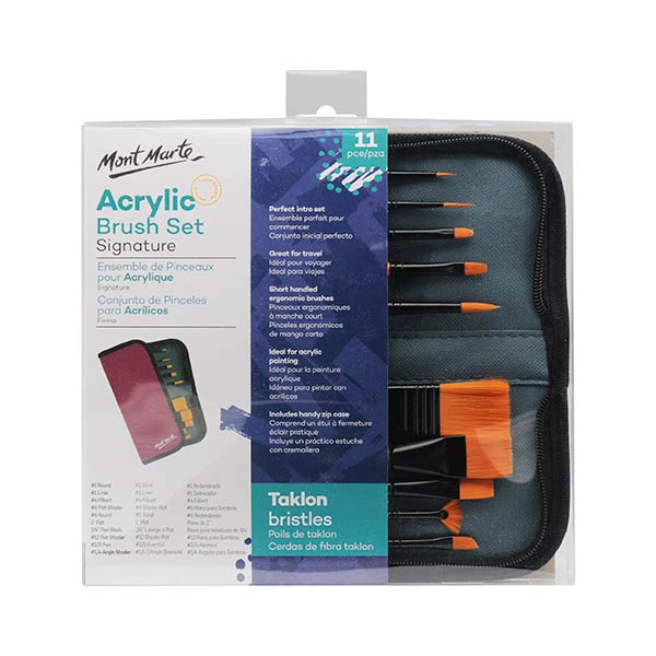 Pincel set acrílico 11 unidades Mont Marte