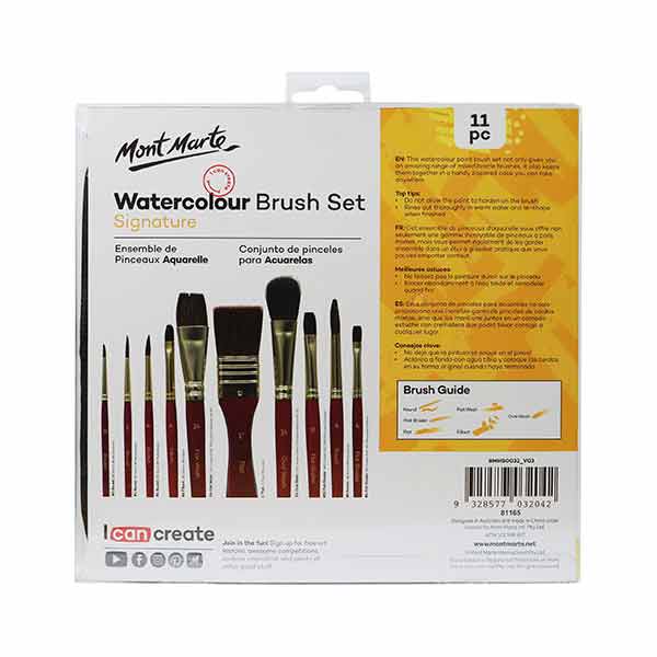 Pincel set acuarela 11 unidades Mont Marte