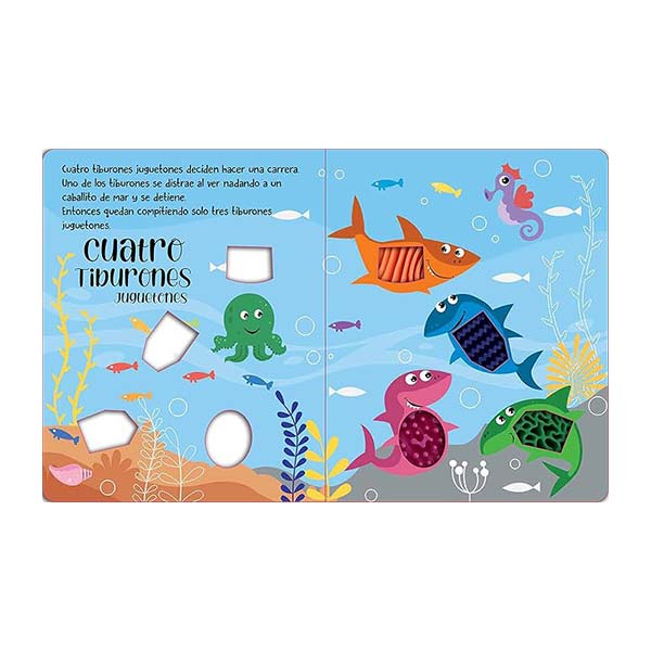 Cinco tiburones juguetones